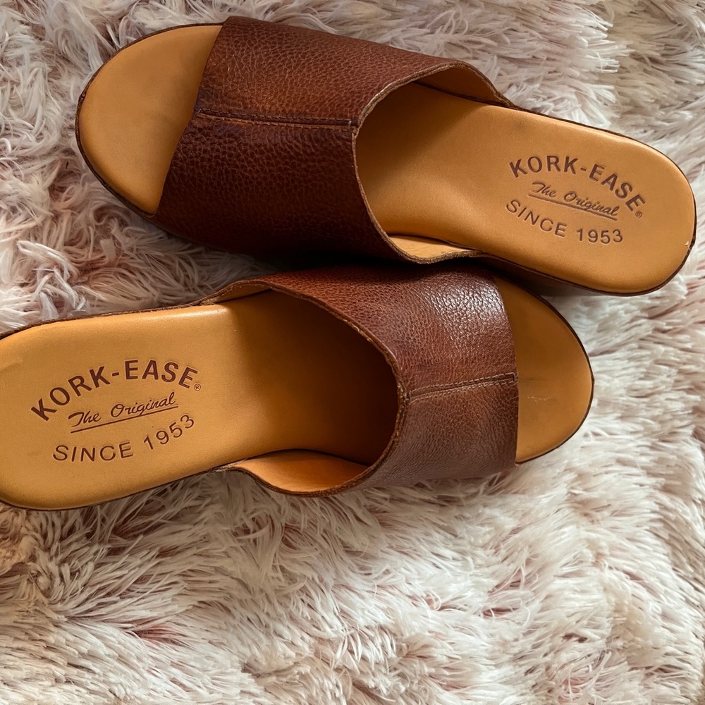 Kork-Ease, GREER open toe chunky leather clog, sz6+box, like NEW - Picture 5 of 6
